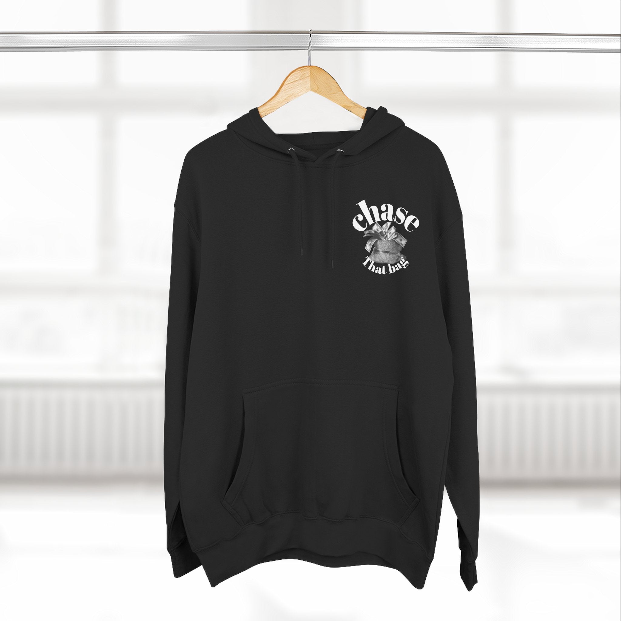 Money Bag Hoodie — 'Make Money and Take the World' Graphic Fleece Pullover