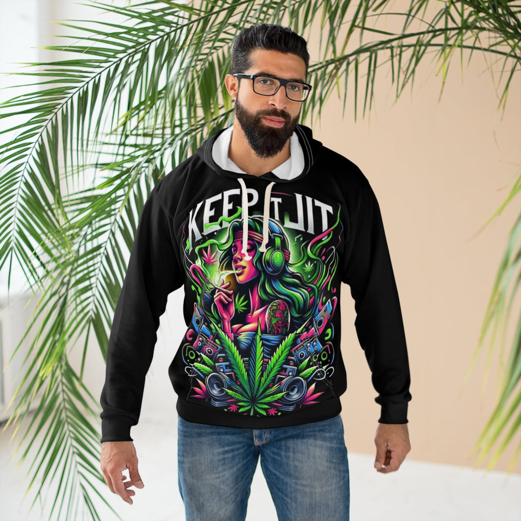 Colorful Cannabis Art Hoodie, Keep It Lit Pullover, Unisex Sweatshirt, Chill Vibes Apparel, Comfortable Streetwear, Perfect Gift