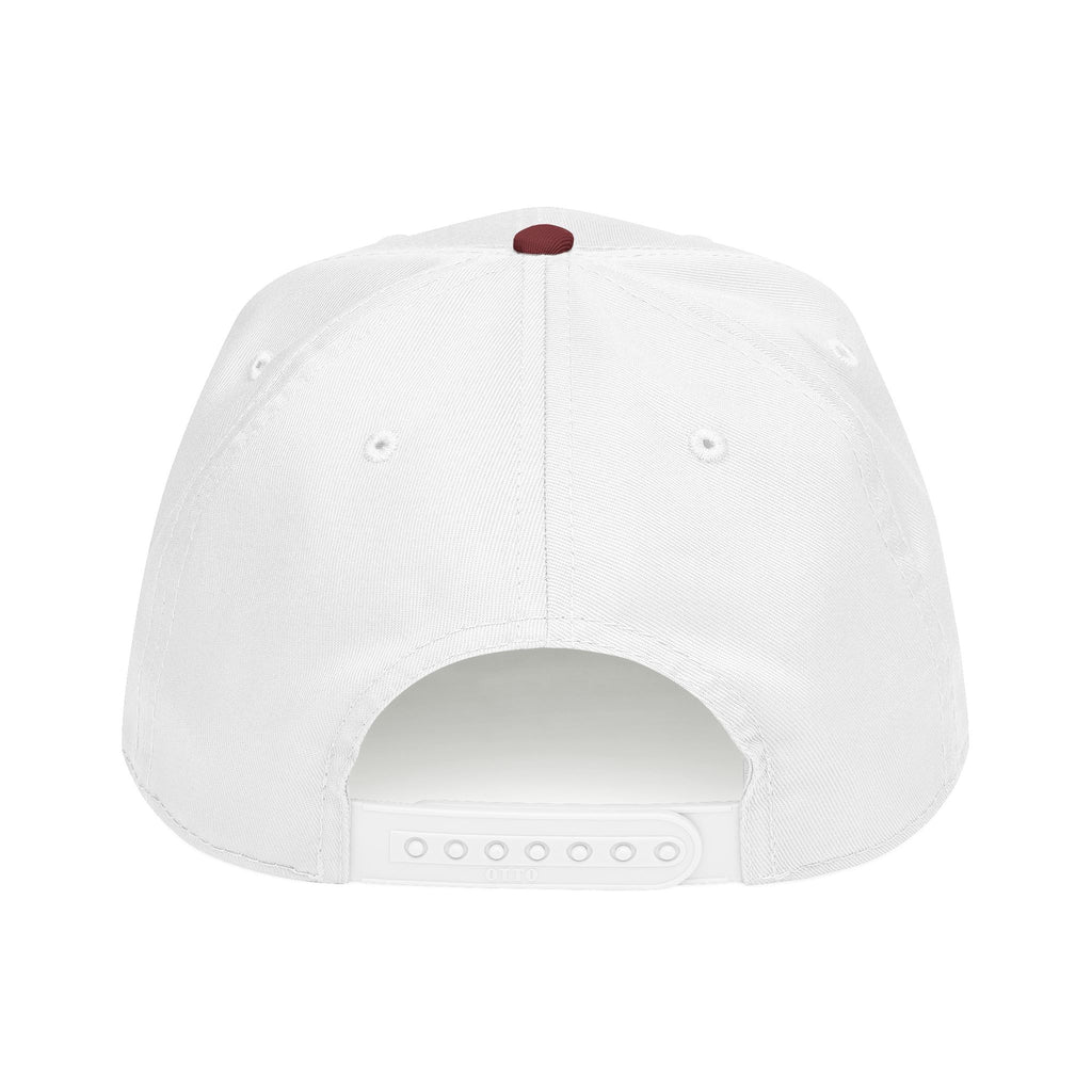 Embroidered Gothic 'M' Mid Profile Baseball Cap — White & Maroon