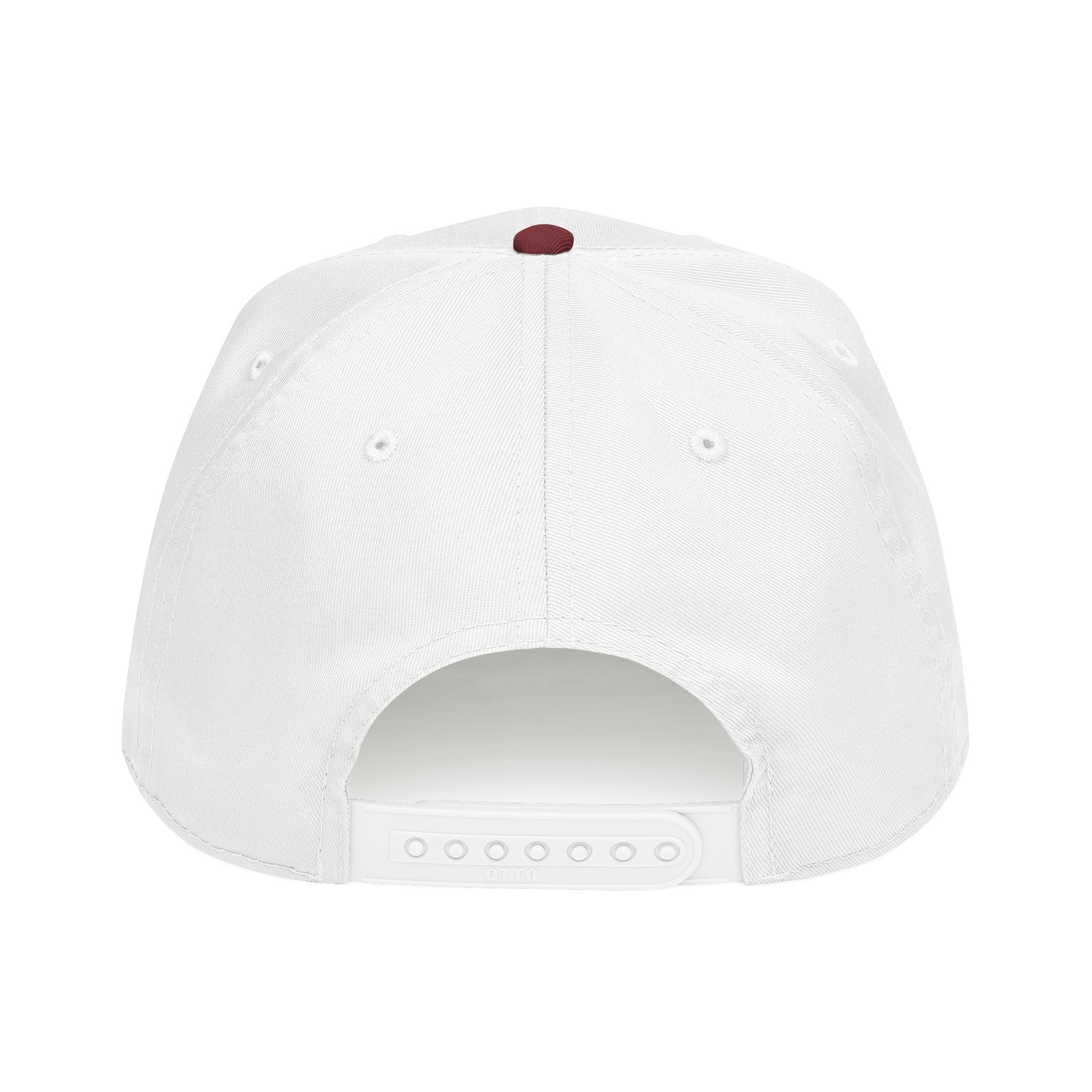 Embroidered Gothic 'M' Mid Profile Baseball Cap — White & Maroon