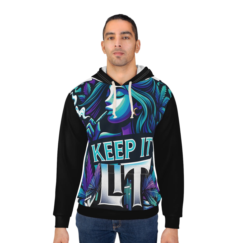Keep It Lit Hoodie — Bold Vaporwave Smoking Graphic Pullover