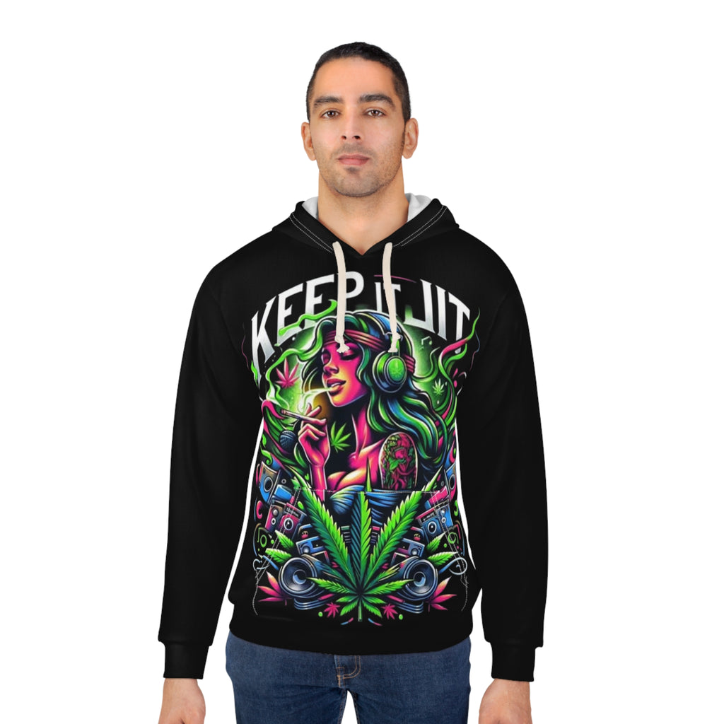 Colorful Cannabis Art Hoodie, Keep It Lit Pullover, Unisex Sweatshirt, Chill Vibes Apparel, Comfortable Streetwear, Perfect Gift