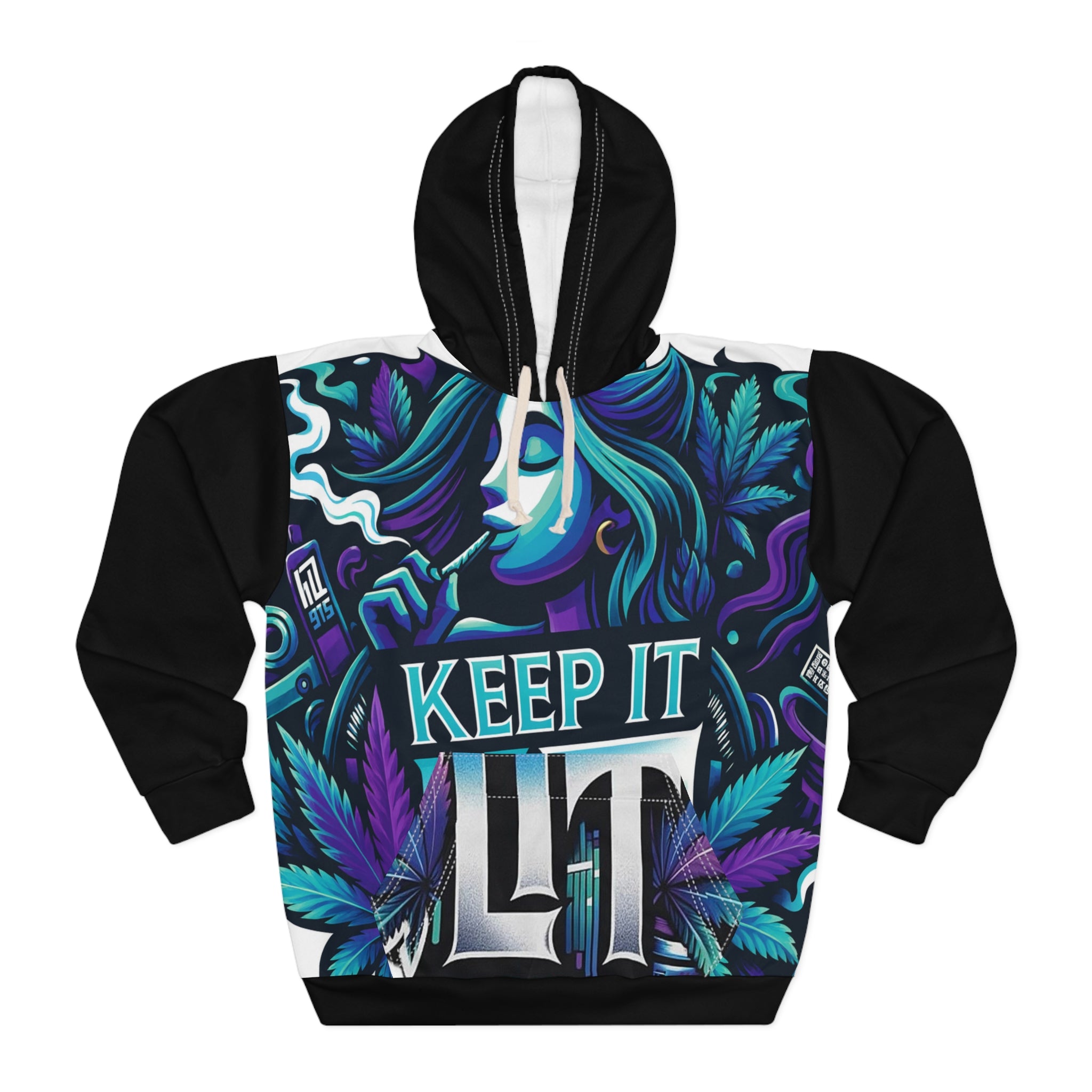 Keep It Lit Hoodie — Bold Vaporwave Smoking Graphic Pullover