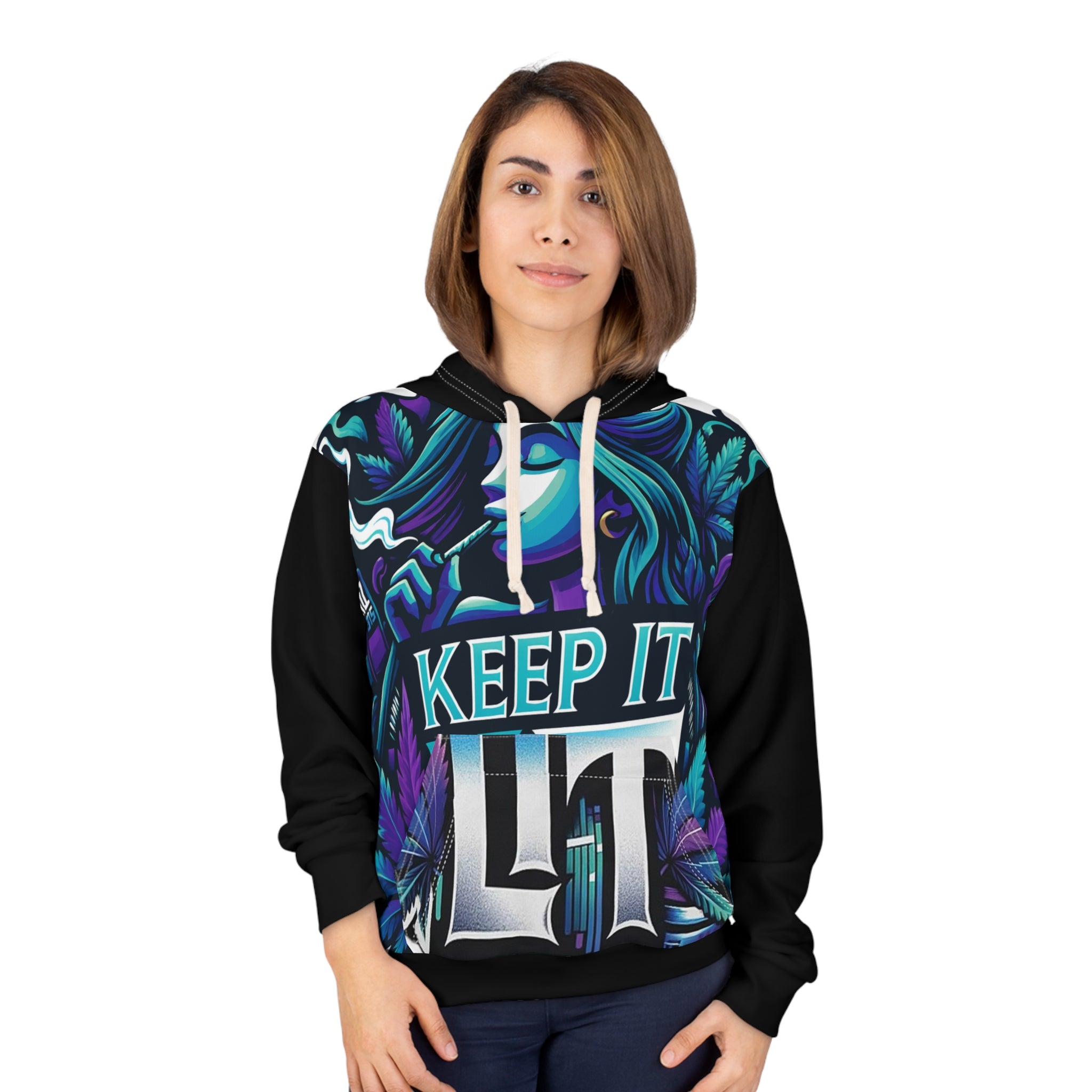 Keep It Lit Hoodie — Bold Vaporwave Smoking Graphic Pullover